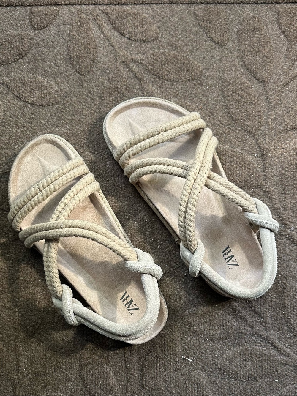 ZARA Cream Rope-Strap Men’s Sandals Size 9 / 42